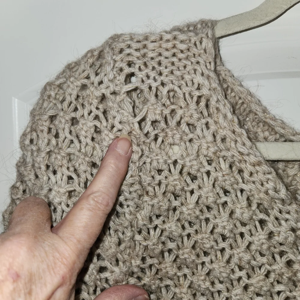 Berretti Made In Italy Open Knit Tan Metallic Sweater Size L Alpaca Wool Blend - Picture 7 of 13
